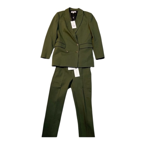 Something Navy Double-breasted Green Pantsuit - Picture 1 of 15